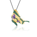 wholesale S925 Silver Designer Brooch Pendant Two-Way Butterfly Design Retro Style Natural Amethyst Necklace Pendant-0-4