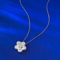 wholesale S925 Silver Gold-Plated Small Floral Pendant Necklace with Pulled Finish, Featuring a Golden Flower Design in New Chinese Style-0-2