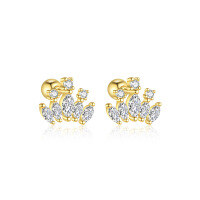 wholesale S925 Sterling Silver Geometric Square Luxury Sparkling Zircon Earrings For Women,。-E5013-Gold/Pair 925 Silver