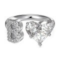 wholesale S925 Sterling Silver European and American Cross-Border Women's Ring with Personalized Letters, Heart, Zircon Inlaid, Adjustable Opening Silver Jewelry for Women-0-7