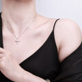 Sterling Silver Cross Pendant Necklace, Minimalist Design, Light Luxury, Cross-Border Bestseller-0-2