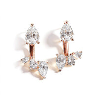 18k Gold-Plated Customizable Two-Way Moissanite Teardrop Stud Earrings-Rose gold teardrop earrings  Moissanite