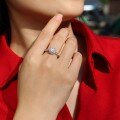Sterling Silver Full Pavé Moissanite Round Halo Ring-0-1