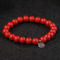 wholesale Pure Silver New Chinese Style Peace Silver Plaque Emperor's Cinnabar Bead Bracelet for Women, High-Content Cinnabar Beads, Metaphysical Wealth-Attracting Bracelet-0-3