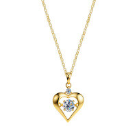 Sterling Silver Korean-style Heart Pendant Necklace with Moissanite Moving Heart Pendant-S925 sterling silver + 30 points Moissanite
