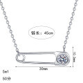 S925 Sterling Silver Moissanite Pin Pendant Necklace for Women, Minimalist and Versatile-0-3