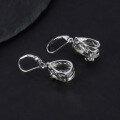 wholesale S925 Sterling Silver Natural Green Amethyst Ear Studs, Personality Light Luxury Inlaid Gemstone Natural Colored Gem Earrings Ear Drops-0-3