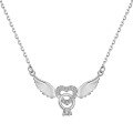 wholesale S925 Sterling Silver Cross-Border Live Streaming Women's Necklace, Unique Design Small Angel Wing Full Diamond Pearl Inlaid Collarbone Chain-0-7
