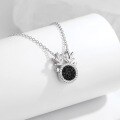 wholesale S925 Sterling Silver Rhinestone "Always with You" Cartoon Pendant Necklace, Fashionable Light Luxury Niche Design Cute Style Collarbone Chain-0-3