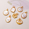 wholesale S925 gold-plated silver natural mother-of-pearl ruyi floral accessory bead strand charm for DIY necklace bracelet-0-0
