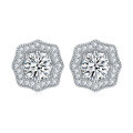 wholesale 925 Sterling Silver Zircon Star Earrings with Silver Needles, Cross-Border European and American Floral Earrings for Women, Elegant and High-End Wholesale-0-4