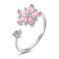 wholesale S925 Sterling Silver Euro-American Cross-Border INS Style Diamond-Inlaid Peach Blossom Stress-Relief Rotating Series Versatile Design Women's Ring-0-5