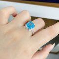 wholesale 925 Sterling Silver 10X10mm 5ct Aquamarine Radiant Cut Ice Flower Cut Ring for Women-0-3