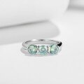 wholesale Silver-plated gold small designer trendy cool style three 50mm blue-green round moissanite minimalist unisex ring-0-2