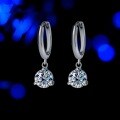 S925 Sterling Silver Moissanite Stud Earrings, Three-Prong Setting, Minimalist Design-0-5