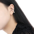 wholesale S925 Sterling Silver New Checkered Pattern Ear Clips for Women, Minimalist Style, Small and Unique, Versatile Pearl Silver Ear Accessories-0-3