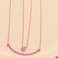 wholesale S925 Sterling Silver Red Elk All-Over Double-Layer Minimalist Smile Pendant Fashion Versatile French Light Luxury Necklace for Women-0-2