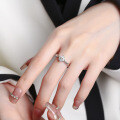 Sterling Silver Moissanite Deer Antler Open Ring for Women-0-2