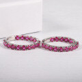wholesale 925 Sterling Silver Plated with 18K Gold Round Earrings European and American Style Zircon Cultured Ruby Hoop Earrings Fashionable and Unique Gemstone Ear Jewelry-0-3