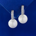 wholesale S925 Silver 11mm Pearl Earrings with Luxurious Micro-Pave Setting, Ins-Style Women's Earrings, Hot Seller in Live Streams-0-3
