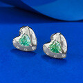 wholesale S925 Sterling Silver Style 5*5mm Paraiba Heart-shaped Stud Earrings Fashion Commuting Live Stream Ready for Dropshipping-0-1