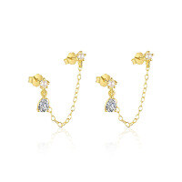 wholesale S925 Sterling Silver Marquise Zirconia Drop Dangle Earrings With Crystal Accents And Tassel-E4710-Gold/Pair 925 Silver