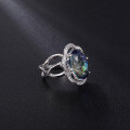 wholesale S925 sterling silver 91ct large gemstone ring with floral design, inlaid with colored crystals, TikTok new trendy style-0-1