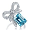 wholesale S925 Silver New Jewelry Exquisite 9*12 Aquamarine High-Carbon Diamond Butterfly Ring for Cross-Border-0-5