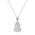 Metal Pendant Necklace, 2025 Translucent Gourd Design, Chalcedony, Summer New Chinese Style-0-3