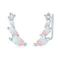S925 Silver White Opal Earrings, Arched Design, Wholesale, Cross-border Live Sales-0-5