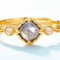 wholesale S925 sterling silver gold-plated minimalist geometric labradorite ring, Korean style trendy jewelry for one-click shipping-0-4