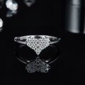 wholesale S925 Sterling Silver High-Quality Japanese and Korean Style Heart-Shaped Ring New Moissanite Engagement Ring with Crushed Stone Accents-0-1