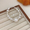 wholesale S925 Sterling Silver Geometric Sphere Pearl Bracelet for Women, Korean New Style Elegant Heavy Duty Versatile Bangle-0-3