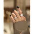 wholesale S925 sterling silver wide irregular branch-style open ring for women, Korean version, ins original design, small and unique with a textured feel-0-2