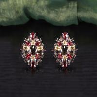 wholesale S925 Sterling Silver Luxury Gemstone Ring and Earrings Set with Natural Garnet and Crystal in Multicolored Jewelry-Natural garnet + crystal ring (note US size 5-10)