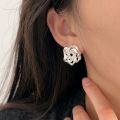 wholesale S925 Sterling Silver Korean Style Camellia Stud Earrings for Women, Designer Fashion Heavy Work Earrings with a Premium Feel-0-3