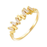 wholesale S925 Silver Plated 14k Gold White Zircon Ring, Japanese Retro Minimalist Style-White zircon ring Mido No. 6