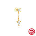 wholesale S925 Sterling Silver Geometric Kite Diamond Chain Tassel Flat Threaded Ear Cartilage Stud-0-12
