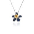 wholesale Designer-style S925 silver natural crystal pendant with 1ct floral motif and topaz gemstone necklace-0-5