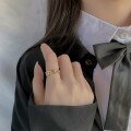 wholesale Metal material, ins-style ring, Korean fashion, design sense, niche, minimalist, trendy chain, adjustable opening ring-0-3
