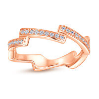 wholesale 18k Gold Plated 925 Sterling Silver Wave Ring for Women, Niche Wholesale Ring-Rose Gold US Size 9#