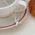 wholesale S925 Sterling Silver Minimalist Starfish Pendant Necklace for Women, Korean Style Bohemian Ins Fashion Choker, New Arrival-0-3