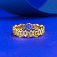 wholesale S925 silver gold-plated minimalist Chinese-style trendy antique coin stacking ring-R1333 Ancient Coin Ring>No. 9