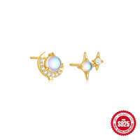 wholesale S925 Sterling Silver。-Gold-Earrings #1 925 Silver