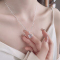wholesale S925 Silver Korean Zircon Pink Heart Pendant Cute and Fresh Minimalist Design Necklace for Women-0-3