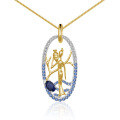 wholesale S925 Sterling Silver Shan Hai Jing Series Designer Blue Gemstone Pendant with Natural Topaz Necklace-0-7