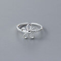 wholesale S925 Sterling Silver Fresh and Sweet Ins-Style Niche Design Unique Floral Open Ring R02296-0-4