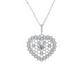 wholesale Silver Moissanite Heart Necklace Zircon Pendant Fashion Jewelry Simple Micro-Paved Choker Wholesale-0-4