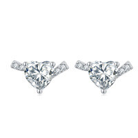 wholesale S925 Sterling Silver Zircon Lady Earrings, Wholesale European and American Style Heart-Shaped Earrings, High-End Elegant Silver Earrings-TLED101 925 silver
