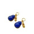 wholesale Gold-plated 925 ancient silver fittings set with natural lapis lazuli gourd pi xiu pendant, bean bead, small flower spacer bead, and back cloud for DIY-0-4